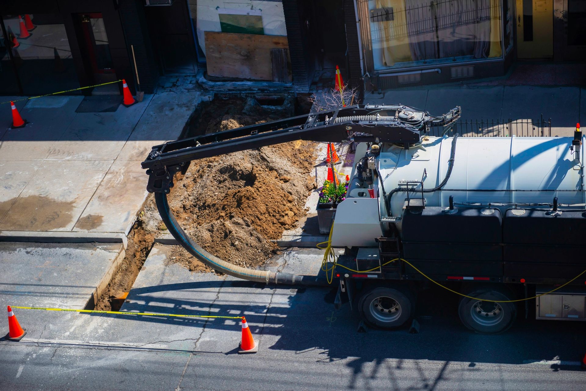Hydrovac truck on job site